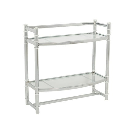 Preston Glass Shelf - Zenna Home 9012SS Chrome Wall Shelf With Tempered Glass Shelves