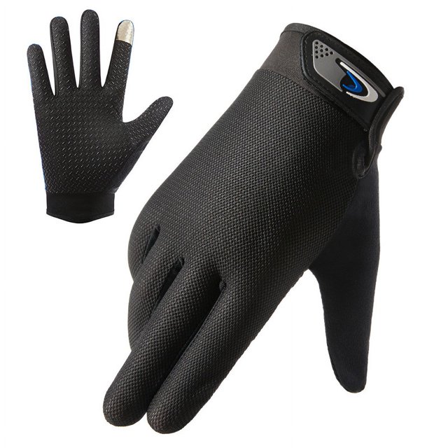 Guantes de montar con pantalla táctil y dedos completos, guantes de pesca de dos dedos, guantes finos de malla antiabrasión para deportes al aire libre de verano para hombres