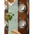 thumbnail image 2 of Green Leaves Table Runner Cotton Linen 90 Inch Holiday Dresser Scarves, Pastoral Natural Leaf Plants Farmhouse Tablerunner for Kitchen Coffee Dining Bedroom Living Room Dinner Scarf Décor 13''x90'', 2 of 9
