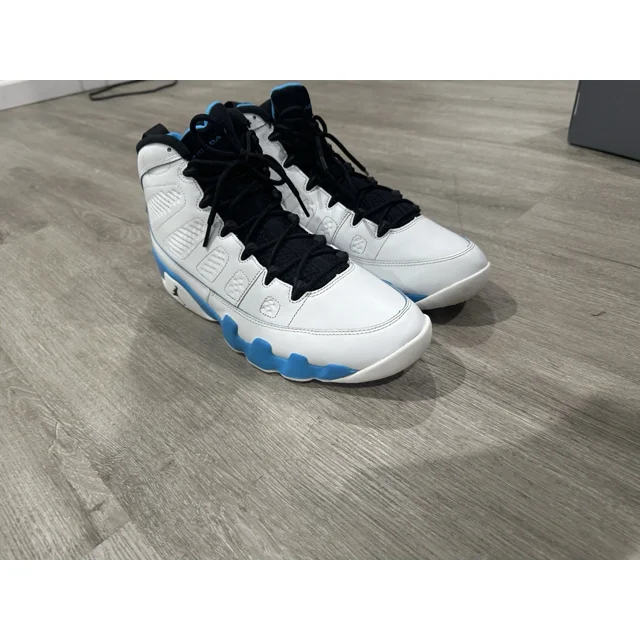Ni - ke Air Jordan Retro 9 White/ Black/ Power Blue Size 13