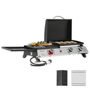 Royal Gourmet 3-Burner Portable Gas Griddle with Side Burner, PD1305H