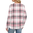thumbnail image 5 of Nokdvo Sweatshirt Womens Trendy Plaid Crew Neck Pullover Long Sleeve Casual Loose Fit T Shirts,Pink L, 5 of 5