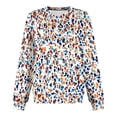 thumbnail image 5 of CLOISE Sweatshirts for Women Long Raglan Sleeve Pullover Tops Floral V Neck Shirts Fleece Loose Trendy Outdoor Fall Outfits with Pockets Blue 2XL, 5 of 5