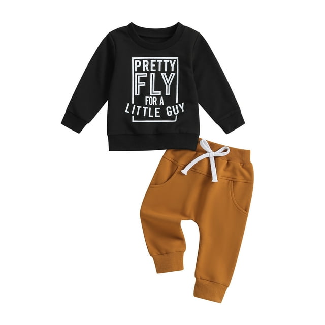 Fortune Toddler Boy Long Sleeve Sweatshirt Tops Jogger Pants 2Pcs Clothes Set 0-3 Years