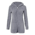 thumbnail image 4 of GPOECD Combinaison à Capuche pour Femmes Couleur Unie Manches Longues Décontractée avec Poches Pyjama Confortable Gris,XXXXXL, 4 of 5