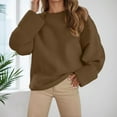 thumbnail image 4 of Pullover Sweaters for Women 2025 Long Sleeve Crewneck Oversized Casual Plain Sweater Tops Fall Winter Outfits, 4 of 6