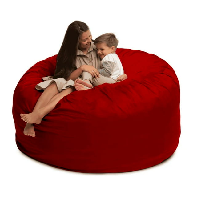 Ultimate Sack 6000 6-Foot Bean Bag Chair Oversized Foam Lounger, Red Suede Cover