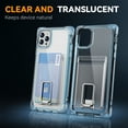 thumbnail image 6 of Wallet Case for iPhone 12/12 Pro, with Card Holder Slot Built-in Kickstand Shockproof Slim Hard Back Cover Soft TPU Bumper Translucent Clear for iPhone 12/12 Pro, Blue, 6 of 8