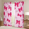 thumbnail image 2 of jejeloiu Ribbon Bowtie Print Curtains Pack of 2 (42x84 Each),Pink Bowknot Curtains Blackout For Kids, 2 of 6