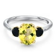 thumbnail image 3 of Gem Stone King 10K Two Tone Gold Canary Mystic Topaz and Black Onyx Engagement Ring for Women | 2.44 Cttw | Oval 9X7MM | Gemstone November Birthstone | Size 5, 3 of 6