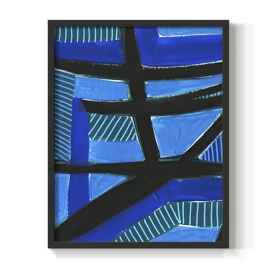 Involved Blues I Framed Print in Black Solid Wood Framed Print No Nail Hanging