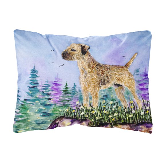 Caroline's Treasures SS8664PW1216 Border Terrier Decorative   Canvas Fabric Pillow, 12H x16W, multicolor