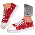 thumbnail image 2 of Women Glitter Sneakers Shiny Sparkle Sneakers Lightweight Rubber Outsole Sequins Shoes (Red 37), 2 of 8