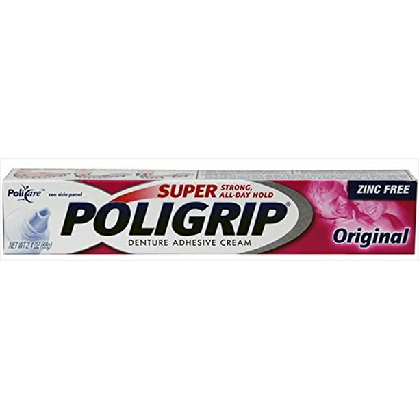 Super Poligrip Zinc Free Denture Adhesive Cream, Original - 2.4 oz Each ...