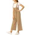 thumbnail image 5 of INSPIRE CHIC Women's Button Front High Waist Belted Straight Fit Overall Jumpsuit XL Khaki, 5 of 8