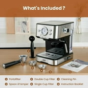 GEVI 20 Bar Stainless Steel Espresso Machine with Milk Frother Wand and Dual Temperature Control, GECME403L-U
