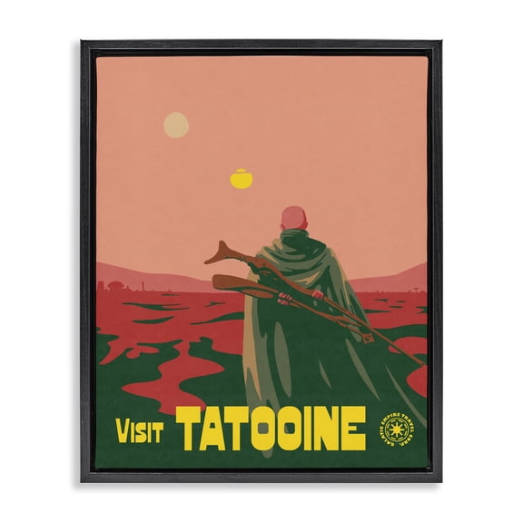 Stupell Industries Modern Vast Tatooine Landscape Science Fiction Black Floating Frame Canvas Art, 17 x 21, by Matheus Lopes Castro