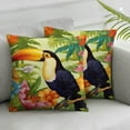 thumbnail image 2 of COMIO  Tropical Birds Toucan Throw Pillow Covers Set of 2 Parrot Flowers Leaves Decorative Pillow Cases Cushion Covers for Sofa Couch Car Bedroom Home Decor, 2 of 6