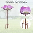 thumbnail image 7 of Glass Bird Bath, Outdoor Bird Feeders with Metal Stake, Pink Bird Bowls For Garden Yard Lawn, 7 of 7