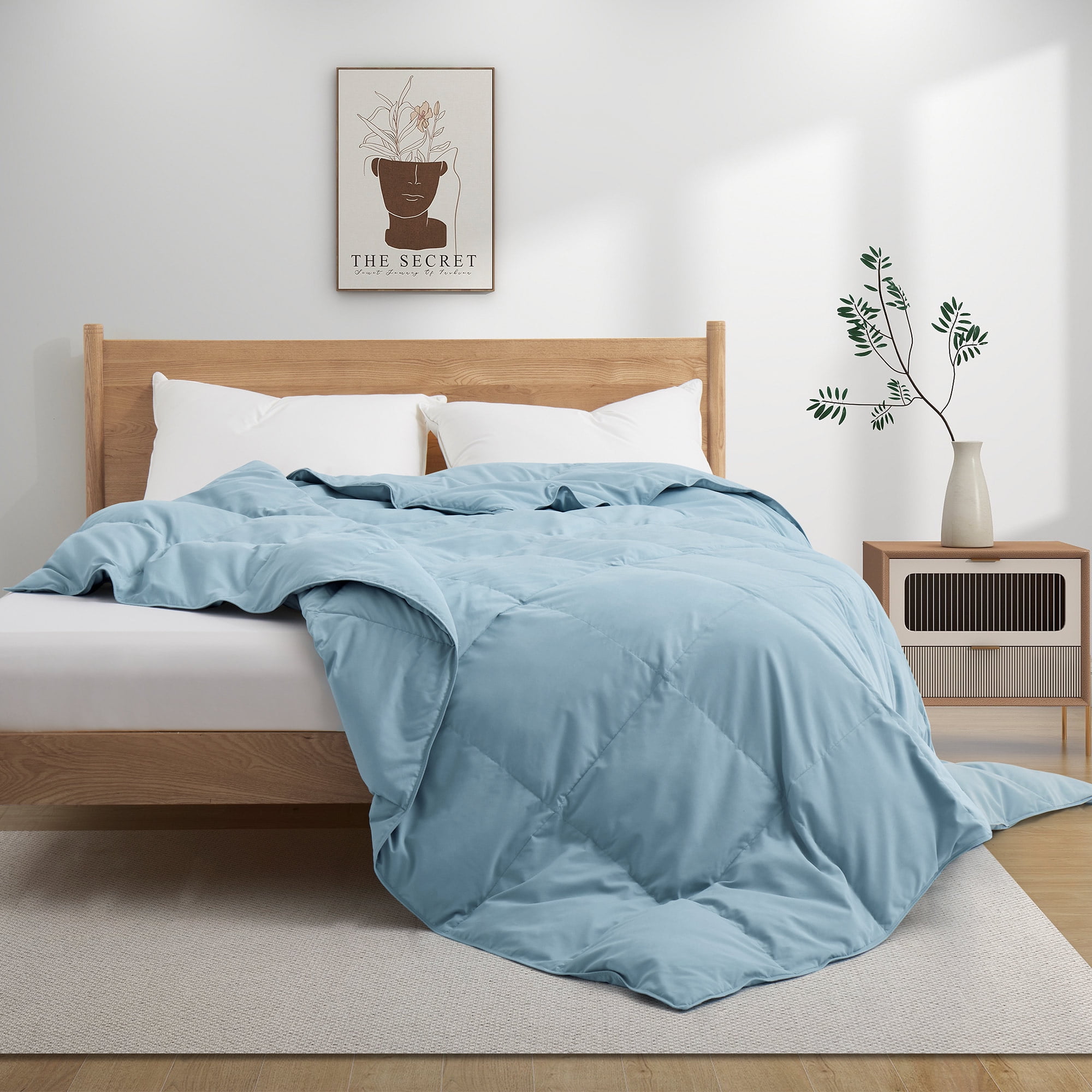 WhatsBedding Full Size Down Comforter White Goose Duck Feather Duvet Insert All Season Cotton Cover Walmart