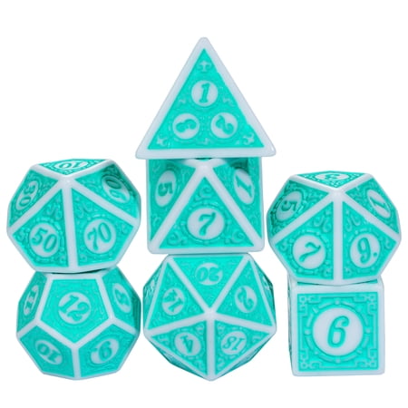 Cusdie 7-Die DND Dice with Carved Pattern D&D Dice Set Acrylic Polyhedral Dice for Role Playing Game Board Games Warhammer MTG