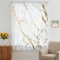 thumbnail image 3 of White Gold Abstract Sheer Curtains 45 Inches Long, Modern Marble Geometric Light Filering Curtains, Breathable Simi Curtain Privacy Drapes for Kitchen Bathroom Lightweight Small Window Treatment, 3 of 9