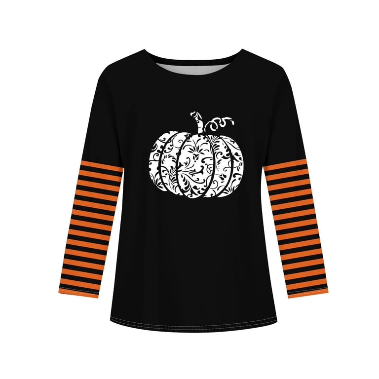 T-shirt Halloween Femme - Fantôme Et Citrouille - Taille S (4-6) - Manches Longues Vert