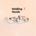 thumbnail image 4 of S925 Silver Rings Love Hand Holding Design Adjustable Opening Unisex Pair For Couples Engagement Jewelry Gifts, 4 of 5