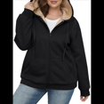 thumbnail image 2 of Sudadera con Capucha de Invierno de Larga con Cremallera para Mujer, Informal, Cálida y Acogedora, con Forro , para Otoño. Negro 5XL, 2 of 7
