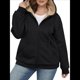 thumbnail image 2 of Sudadera con Capucha de Invierno de Larga con Cremallera para Mujer, Informal, Cálida y Acogedora, con Forro , para Otoño. Negro 4XL, 2 of 7