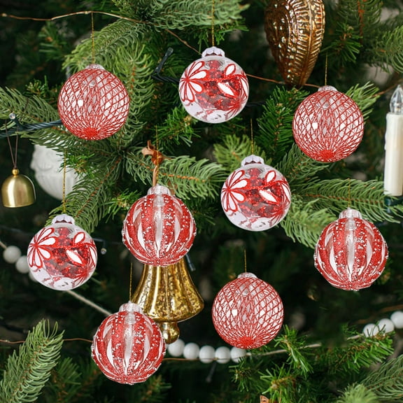 CuiLiyq 9 PCS Clear Christmas Ball Ornaments Set, 3.14" Shatterproof Ball Decorations for Xmas Tree, for Holiday Wedding Party Gift for Christmas Decor (Red)
