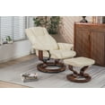 thumbnail image 3 of MCombo Swivel Recliner Chair with Wood Base and Ottoman, Faux Leather, 3 of 14