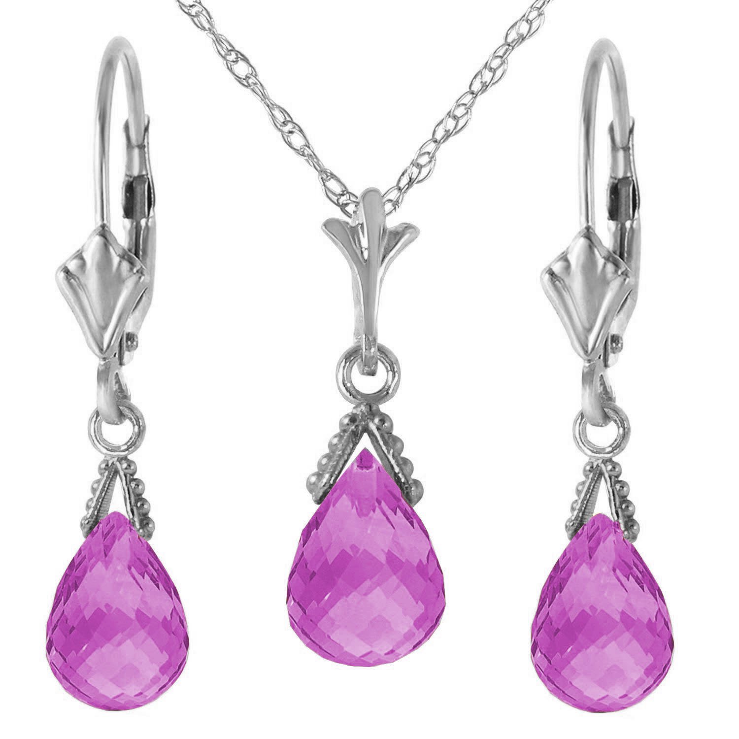 Galaxy Gold 14K Solid Gold Natural Pink Topaz Drop Earrings for Women - White Gold Fine Jewelry