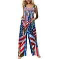 thumbnail image 3 of Sales Prime! JURANMO Independence Day's Jumpsuits for Women Loose Fit Sleeveless Strap One Piece Overall Romper American Flag Print Jumper Pants with Pockets Blue XL, 3 of 9