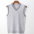 thumbnail image 4 of Hanerdun Men Knitted Sweater Vest Sleeveless Casual Pullover Knitwear Light Gray 4XL, 4 of 5