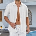 thumbnail image 4 of Men's Cuban Guayabera Shirt Short Sleeve Button Up Cotton Linen Shirt for Beach Casual Wear, 4 of 9