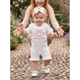 thumbnail image 4 of BemeyourBBs Preemie Baby Girl Summer Clothes Baby Girl Newborn Hospital Going Home Outfits Waffled Romper I'm New Here Letter Bow Embroidery Short Sleeve Jumpsuit and Headband Set, 4 of 9