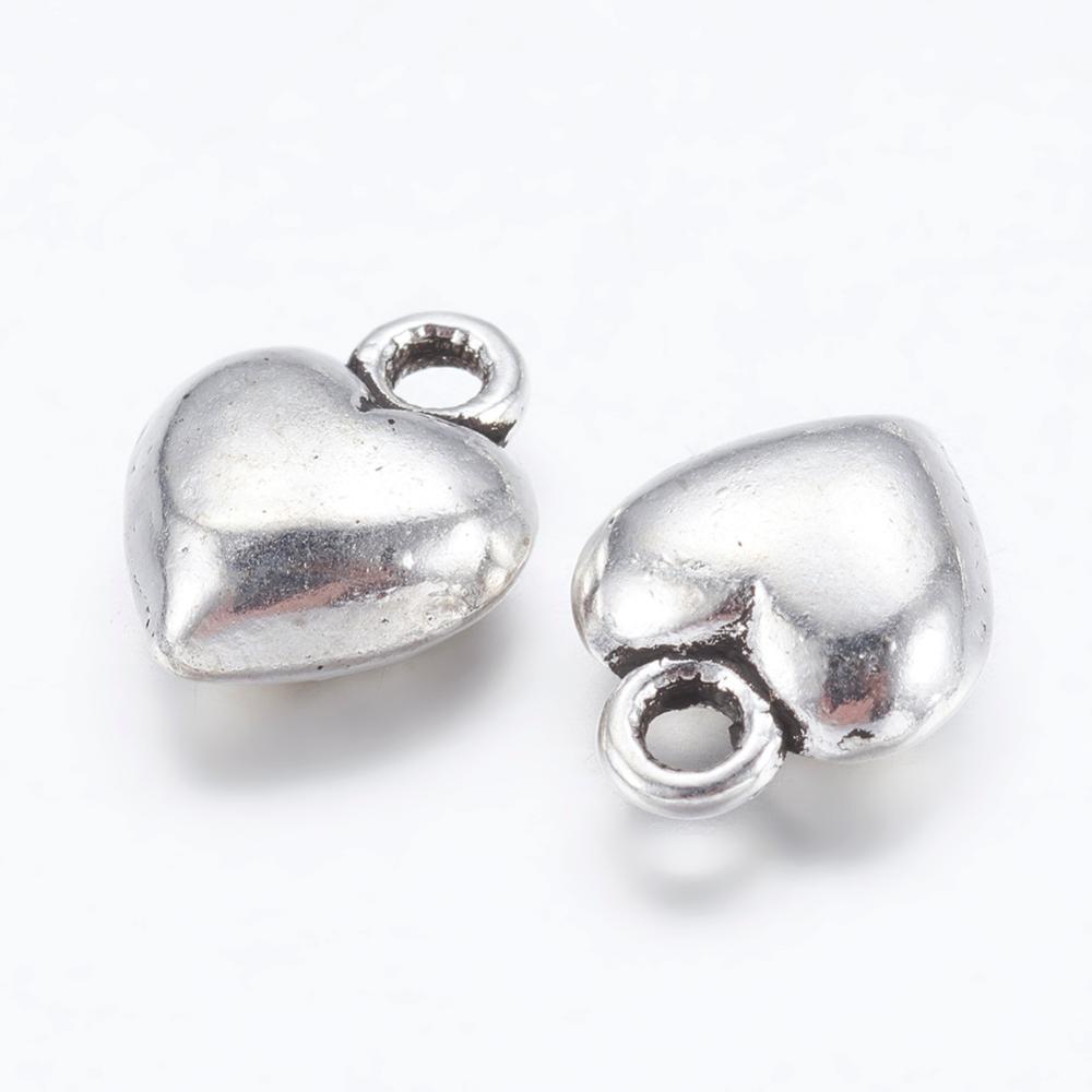 500pcs style Alloy Lead Free and Cadmium Free Heart Antique Silver 11.5mm long 9mm wide 4.5mm thick hole: 1.5mm