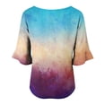 thumbnail image 6 of Stralyhd 3/4 Length Sleeve Womens Tops Summer Loose V Neck Henley Blouses Beach Vacation Button Down Tops Office Tie Dye Shirts Beige L, 6 of 6