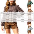 thumbnail image 3 of vigerkar Women's Puff Long Sleeve Flowy Gingham Tops | Neck Blouses,Going Out Tops,Bussiness Casual,Dressy,Plaid Shirts,2026 tops (Green, XL), 3 of 5