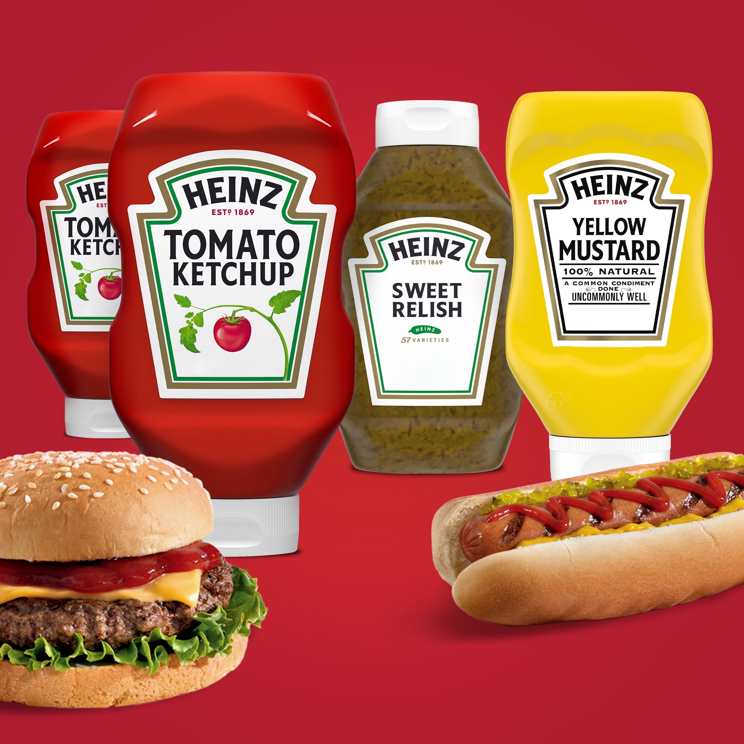 Heinz Tomato Ketchup, Sweet Relish & 100% Natural Yellow Mustard Picnic Variety Pack, 4 ct Pack