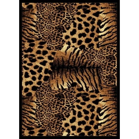 Designer Home Epoch Area Rugs - 910-05550 Novelty Black Africa Animal Print Tiger Leopard Rug 5' 3