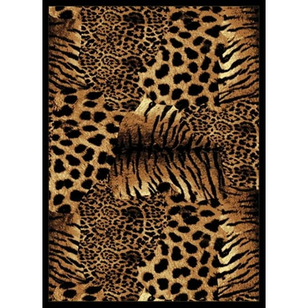 Tigers Small Baseball Rug - Designer Home Epoch Area Rugs - 910-05550 Novelty Black Africa Animal Print Tiger Leopard Rug 5' 3