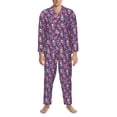 thumbnail image 3 of Salouo Skull colorful flower daisy Print Button-Front Long Sleeve Pajama Set for Men, Soft 2Pjs Men's Long Sleeve Sleepwear-Medium, 3 of 7