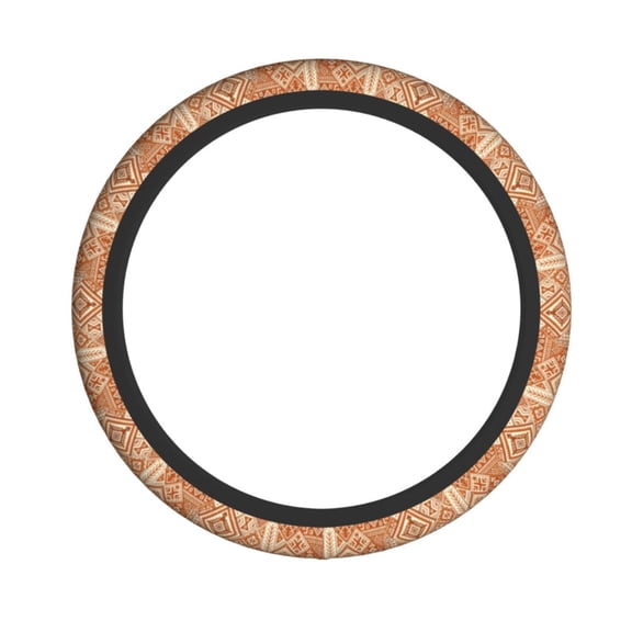 Boho Ethnic Patchwork Seamless Decor Neoprene Steering Wheel Cover, Stretchable Non-Slip Grip Protector, Universal Fit for Cars SUVs Trucks