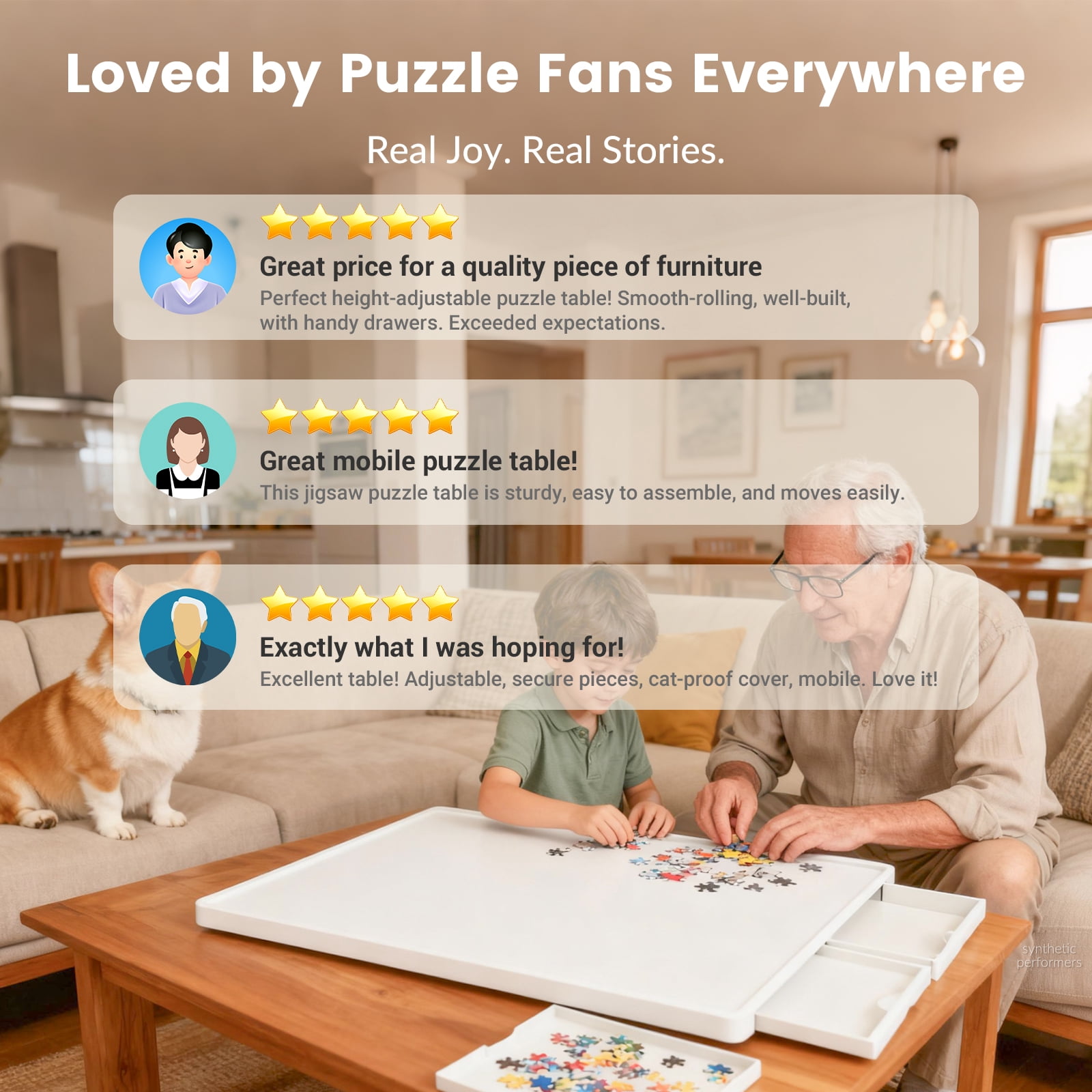 ALL4JIG Rotating Plastic Puzzle Board with 4 Drawers, Protective Cover, 1500 Pieces, Lazy Susan Design, Lightweight, for Adults, 34.21" x 25.75"