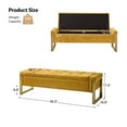 thumbnail image 3 of Tina's Home 55" Upholstered Storage Bench Tufted End of Bed Bench Bedroom Entryway Mustard, 3 of 9