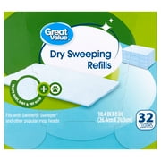 Great Value Dry Sweeping Cloth Refills, 32 Count
