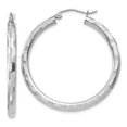 thumbnail image 1 of Boucles d'Oreilles Créoles Texturées en Or Blanc 14K, 1 of 4