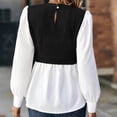 thumbnail image 6 of Long Sleeve Fall Tops For Women 2024 Trendy Tops for Women Trendy Fashion Sleeve Round Neck Casual Stitching Tops Blouse, 6 of 6